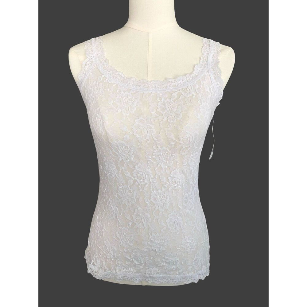 Hanky Panky Signature Lace Camisole White Scoop Neck Tank Top M Coquette NWT - Picture 3 of 8
